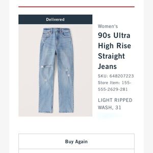 90s Ultra High Rise Curve Love Abercrombie Straight Jeans